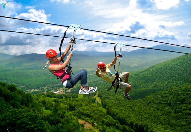 Mạo hiểm với đường trượt cáp Zipline Hòa Phú Thành