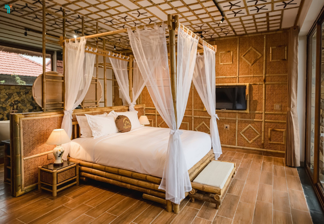 Không gian bên trong phòng đan xen giữa hiện đại và truyền thống 