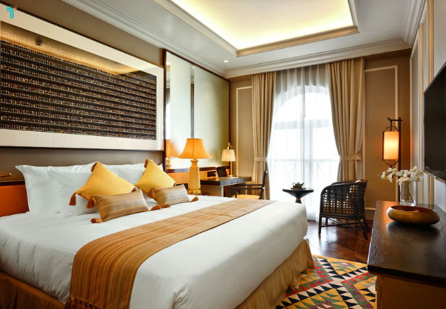 Phòng nghỉ sang trọng tại Silk Path Grand Sapa kết hợp giữa hiện đại và văn hóa Tây Bắc