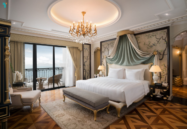 Hệ thống phòng nghỉ tại Vinpearl Resort & Spa Hạ Long rộng rãi được thiết kế tinh mỹ với ban công lớn 